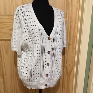 White Knit Button-Up Cardigan